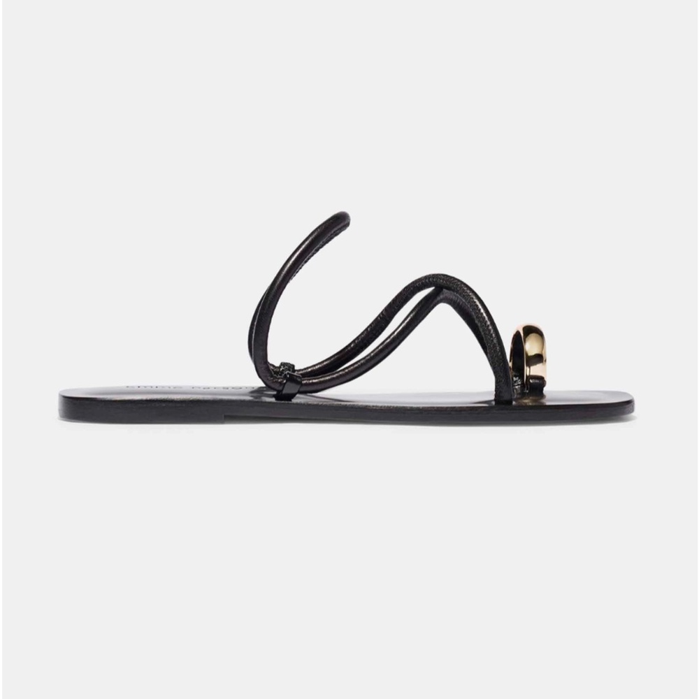 Emme Parsons Laurie Black Nappa Sandals EU 38 Minimal Luxury Flat - Picture 2 of 6